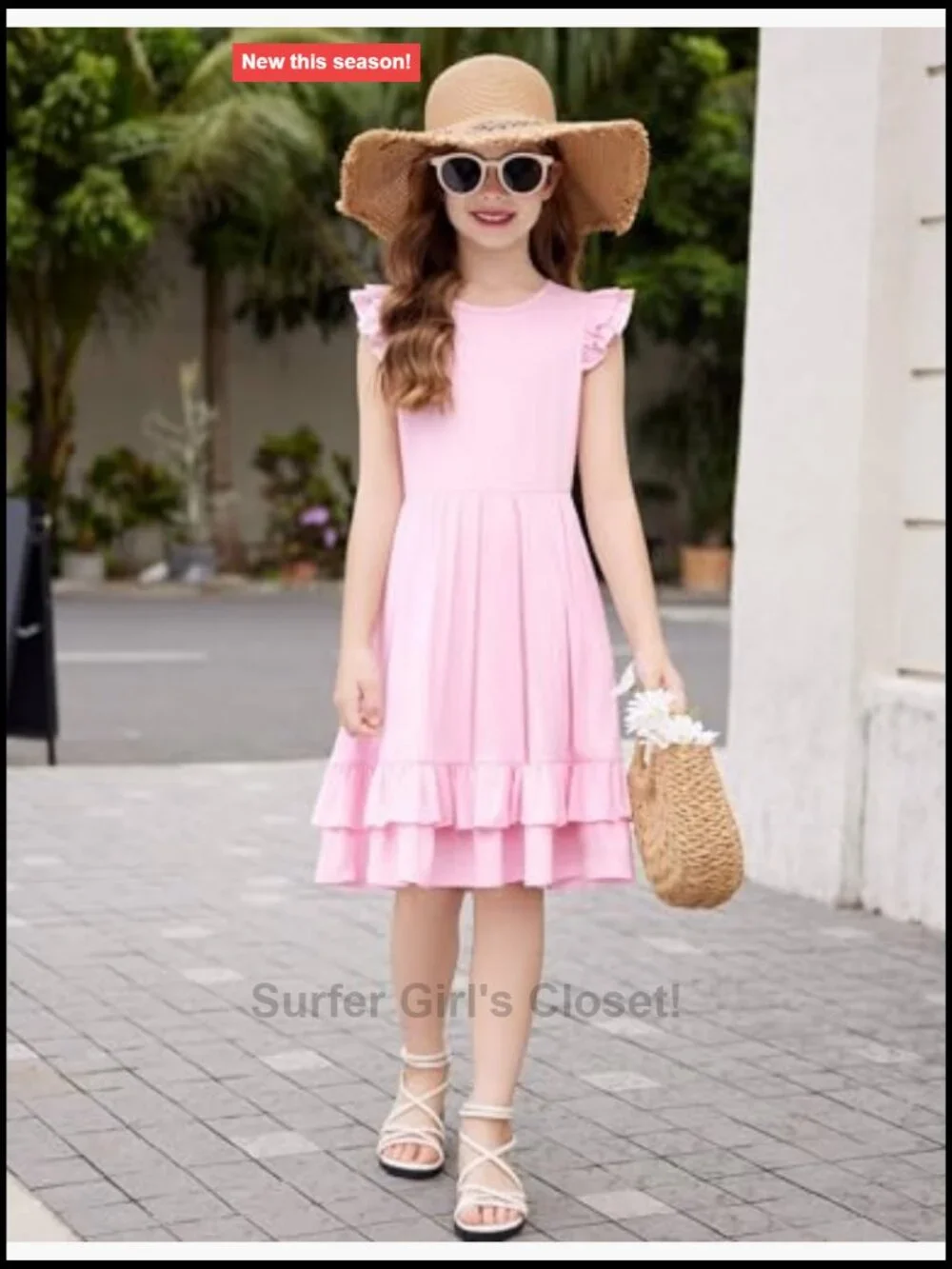 Girls Tween Boho Flutter Sleeve Tiered A-Line Dress with Pockets